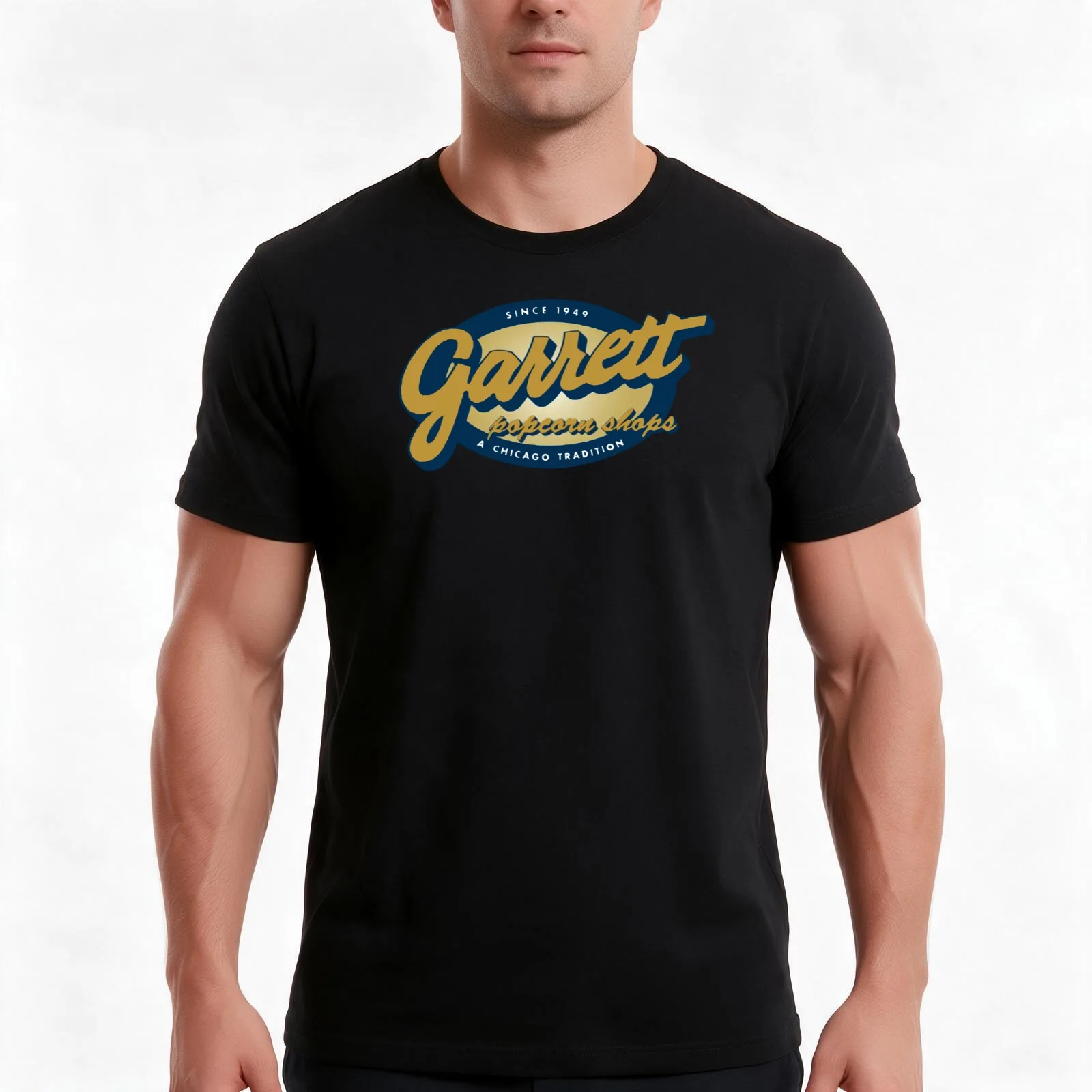 GARRET POPCORN SHOPS T-Shirt, Summer Casual Cotton Tee, Oversized Streetwear Tops, Vintage Graphic Print, Loose Fit Short Sleeve