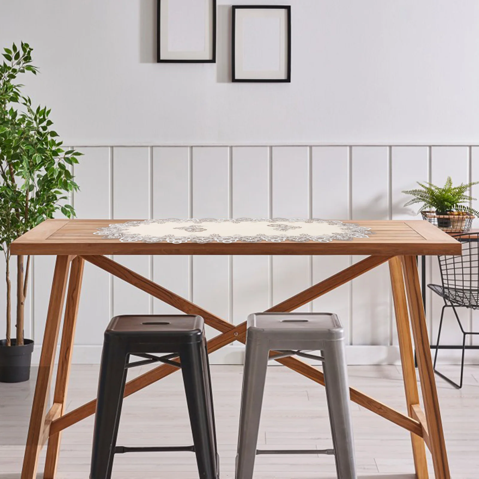 

Elegant Oval Lace Table Runner Dining Room Wedding Decoration Exquisite Fabric Premium Water Soluble Lace Home Appliances Coffee