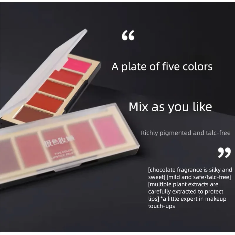 Stage Makeup Five-color Lipstick Set With High Saturation And High Color Rendering, Professional Stage Makeup Color Matching