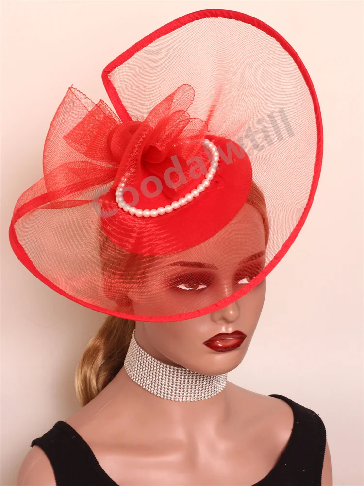 Women Big Hats Headband Ladies Mesh Headwear Lady Wedding Party Veil Fascinator Photograph Party Kentucky Church Pillbox Cap