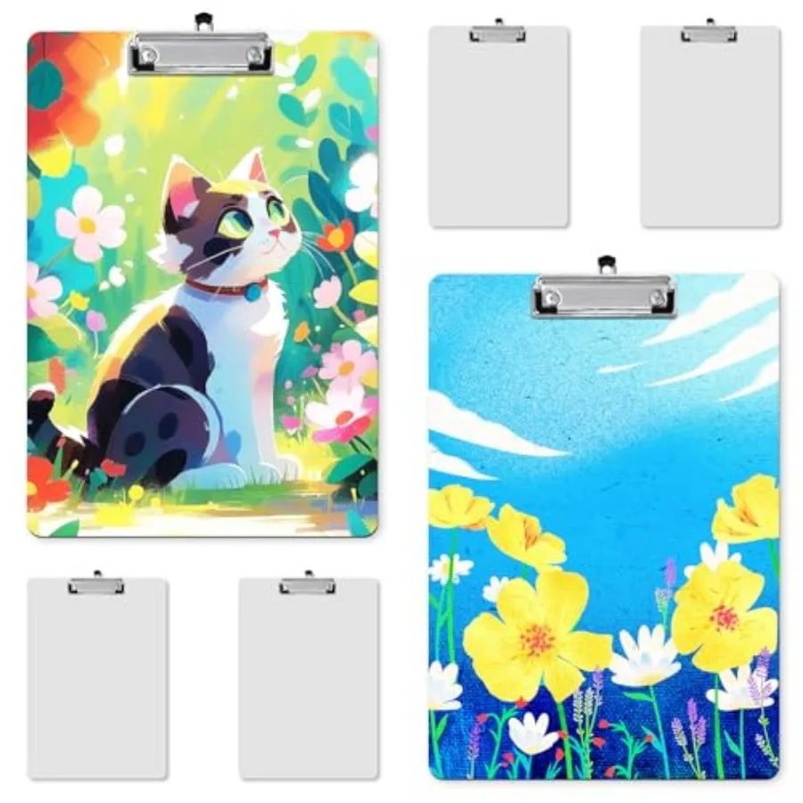 

6 Pack Sublimation Clipboard Blanks 12.4" x 8.8" MDF Clipboard Standard A4 Letter Size with Low Profile Clip Sublimation Office
