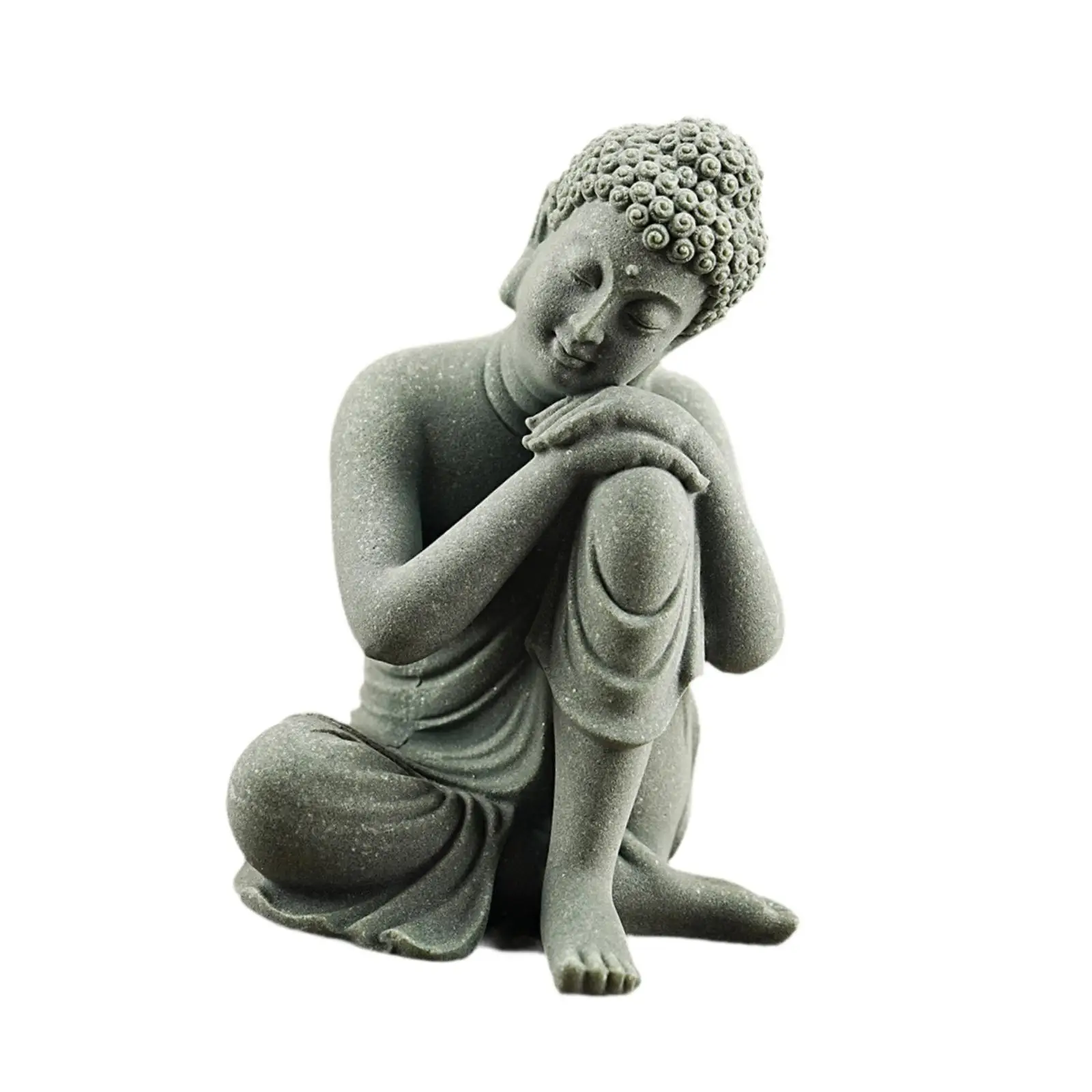 Buddha Statue Mini Table Figurine Sandstone Artistic Sculpture Ornament Suitable for Meditation Room Aquarium Home Office