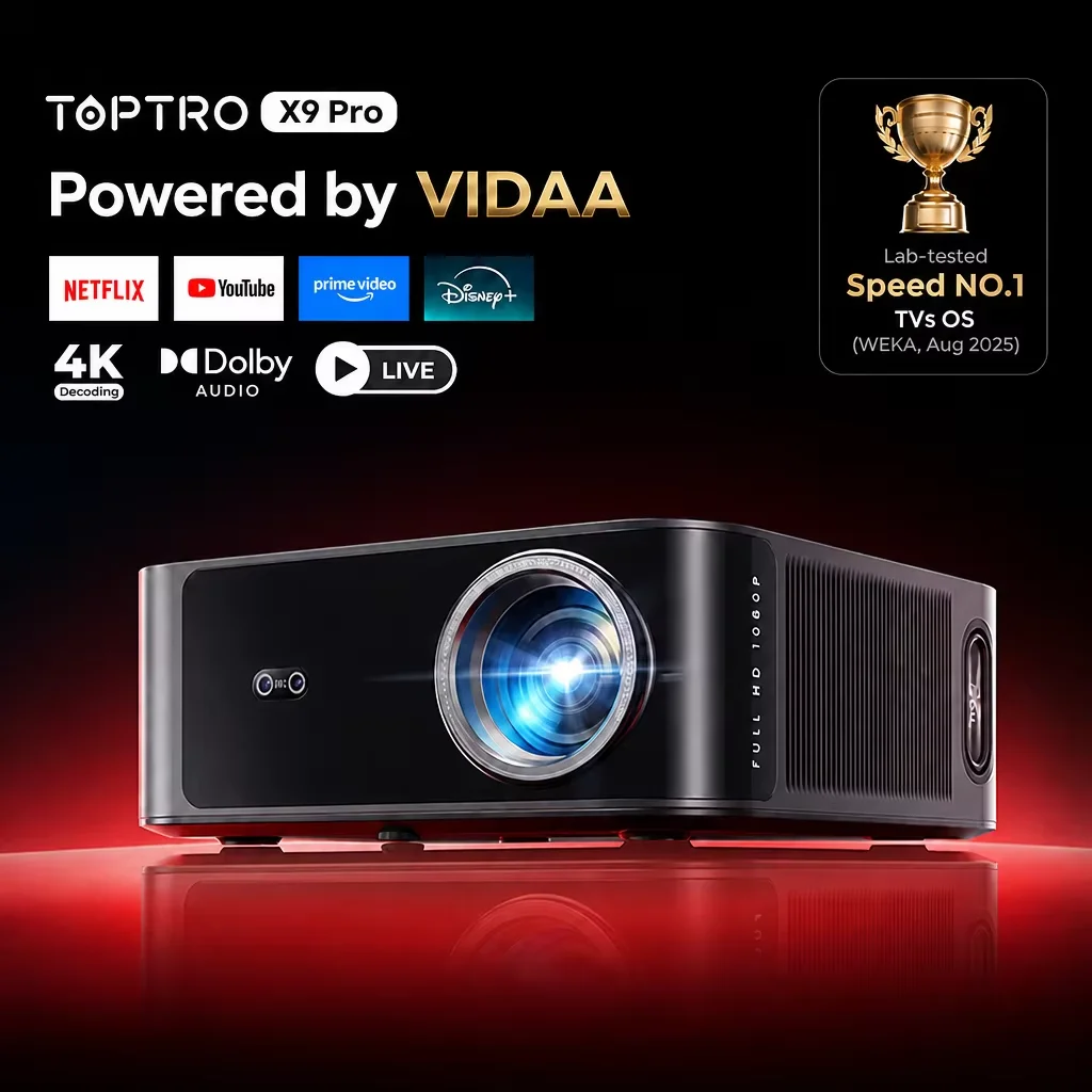 Toptro Projector True 920ANSI 4K Netflix Ultra HD WiFi6 VIDAA Support Auto Focus Smart Projector for Home Theater Cinema