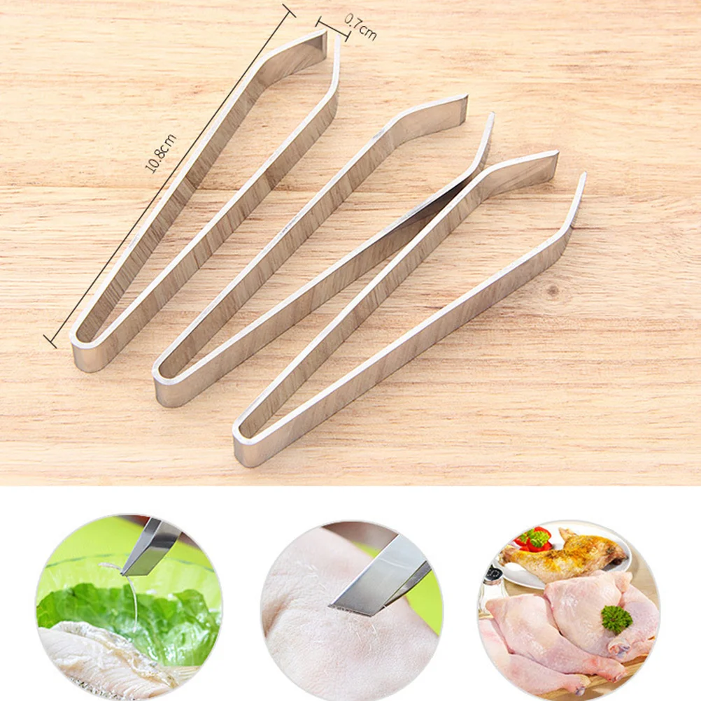 

3Pcs Fish Bone Tweezers Stainless Steel Precision Grips for Safe Quick Deboning Kitchen Tool Slip-Resistant Handle Dishwasher