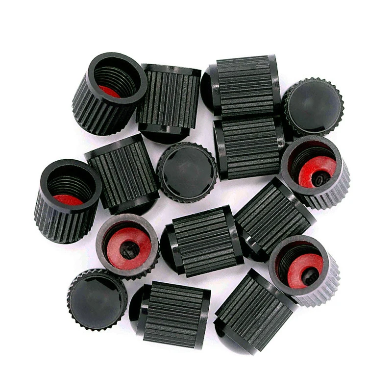 20PCS Car Tire Valve Plastic Black Bike Tyre Valve Caps O Rubber Ring Covers Dome Shape Dust Valve for Auto Motorcycle Cap Decor