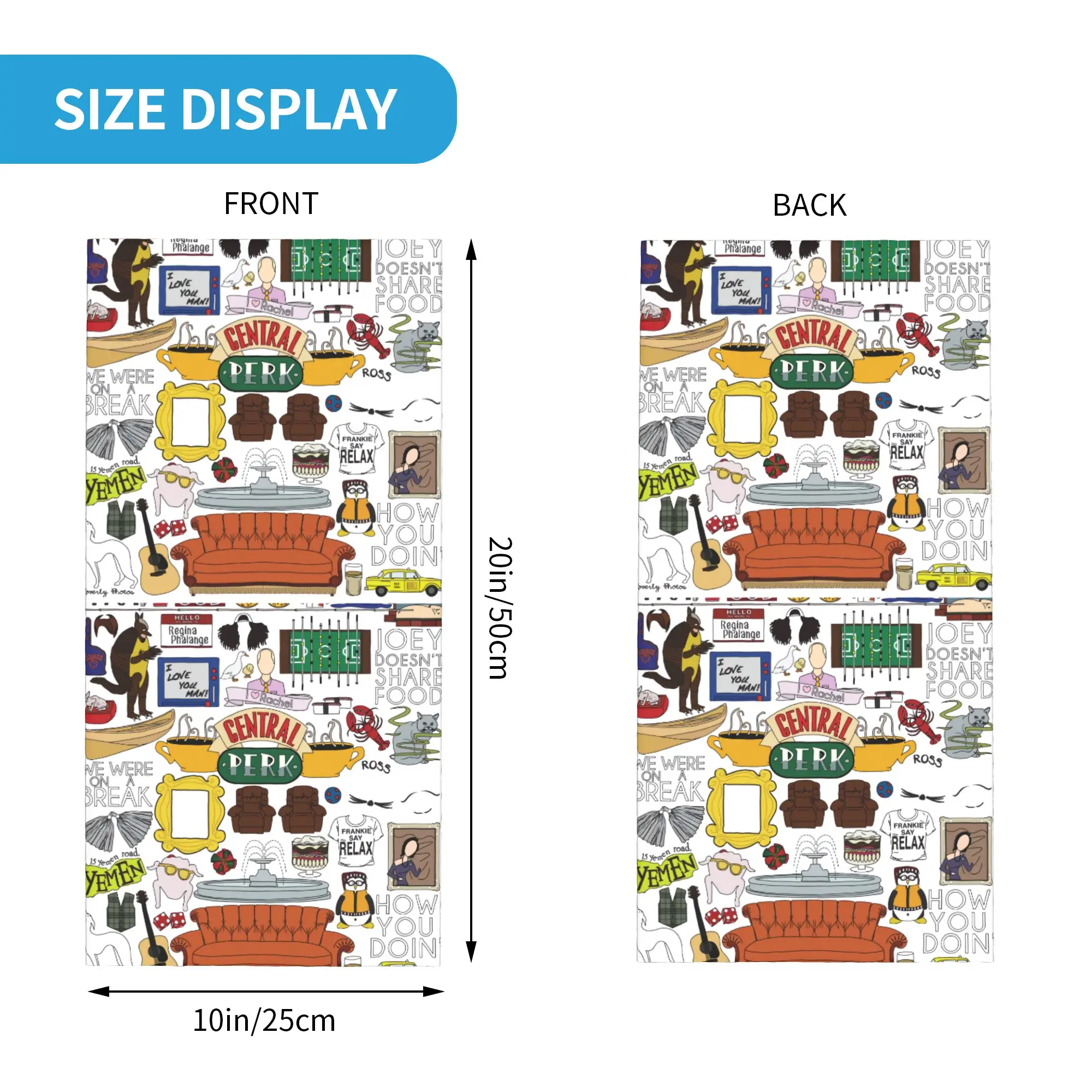 Funny Friends Collage Neck Gaiter Men Women UV Face Shield Winter TV Show Bandana Scarf for Cycling