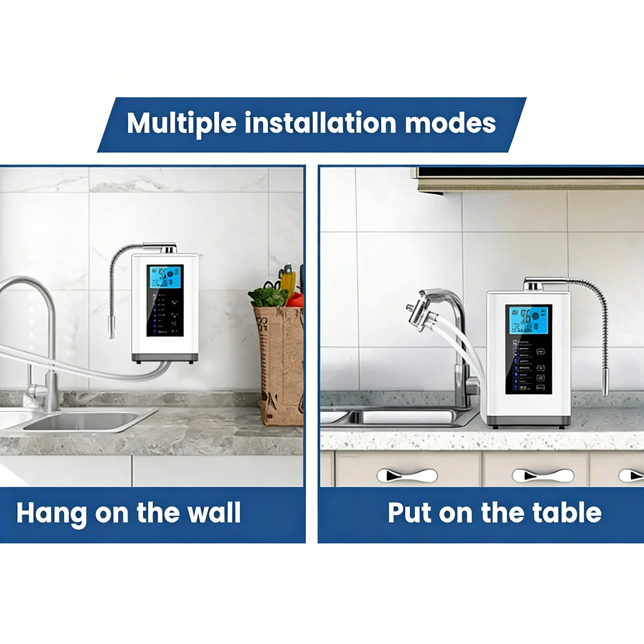 SIHAO Alkaline Water Machine Ionizers PH Range 3.5–10.5 Platinum Coating Alkaline Water Filter System 5/7 Plates Home Use