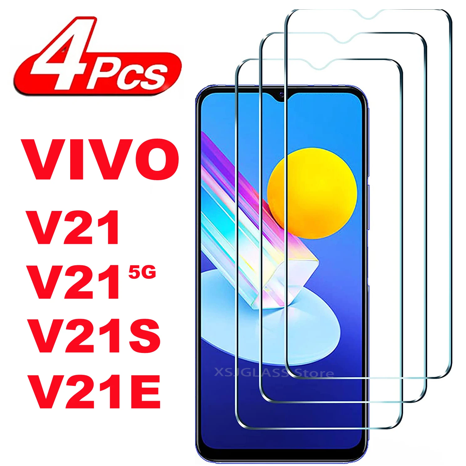 

2/4Pcs Tempered Glass For VIVO V21 V21S V21E Screen Protector Glass Film