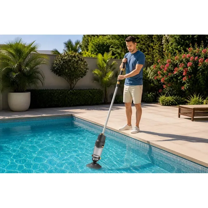 Deluxe Handheld Pool Cleaner with 3 Section of Aluminum Poles Running Time:60mins Charging Time:2hours Suction Power