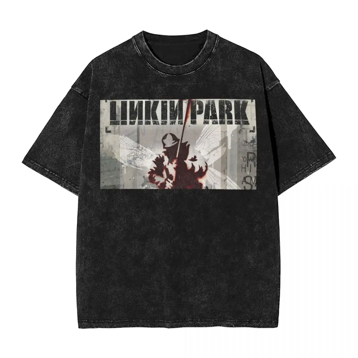 Linkinparks Rock Music T Shirt Hip Hop Washed High Street T-Shirts Fashion for Men Women Tops Streetwear Graphic Printed Tees