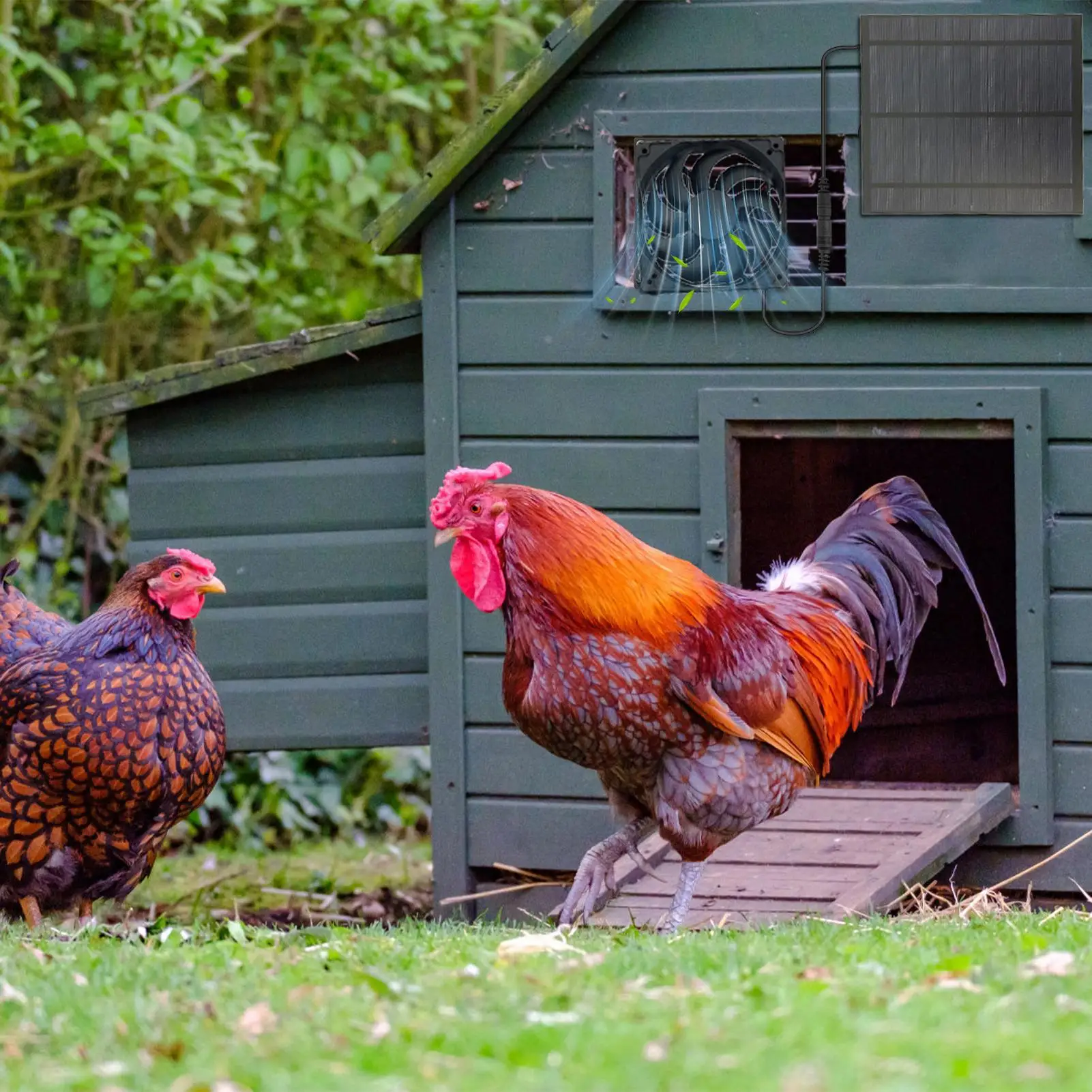 Ventilatore solare per pollaio all'esterno Pollaio Ventilatore di sfiato solare Potente dispositivo di raffreddamento Kit di scarico dell'aria versatile per picnic