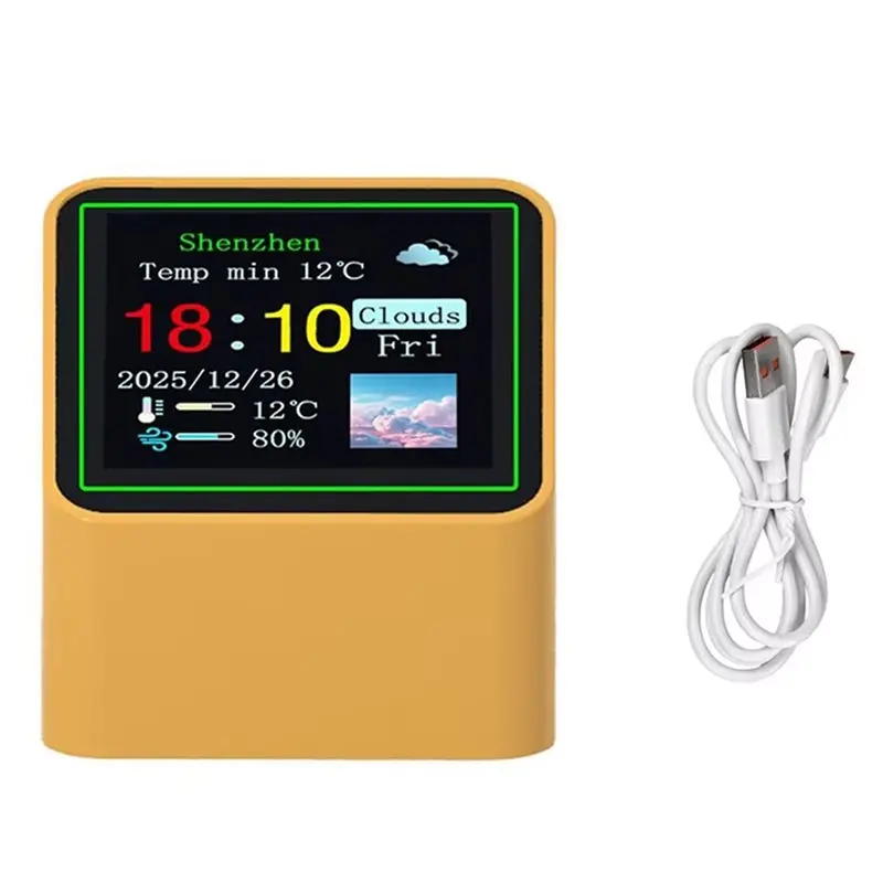 stv08-スマート-wifi-気象ステーションポータブルディスプレイ温度湿度時間目覚まし時計デスクトップ装飾新-a