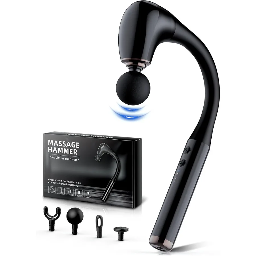 

Massage Gun with Upgraded Extension Handle 10MM for Deep Tissue Therapy Portable Back Massager Ideal for Neck Shoulders Wai