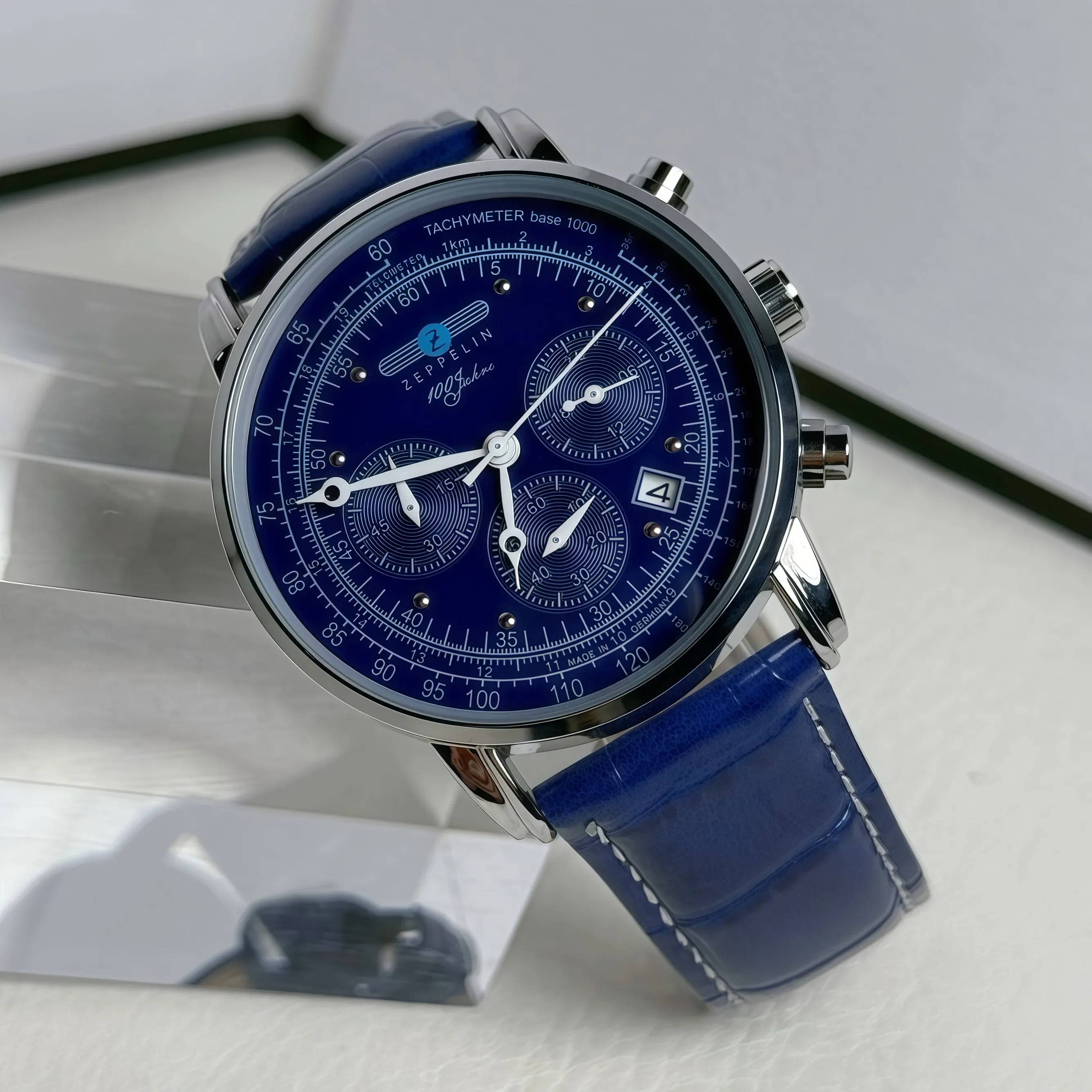 New Zeppelin Automatic Date Wristwatch Three-eye Run Seconds Multifunctional Timing Business Leisure Quartz Men's Watch