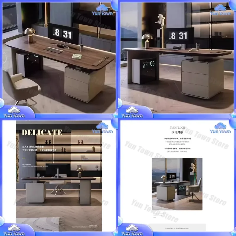 for Italian light luxury high-end home writing desk modern simple study computer small desk solid wood painted desk chair