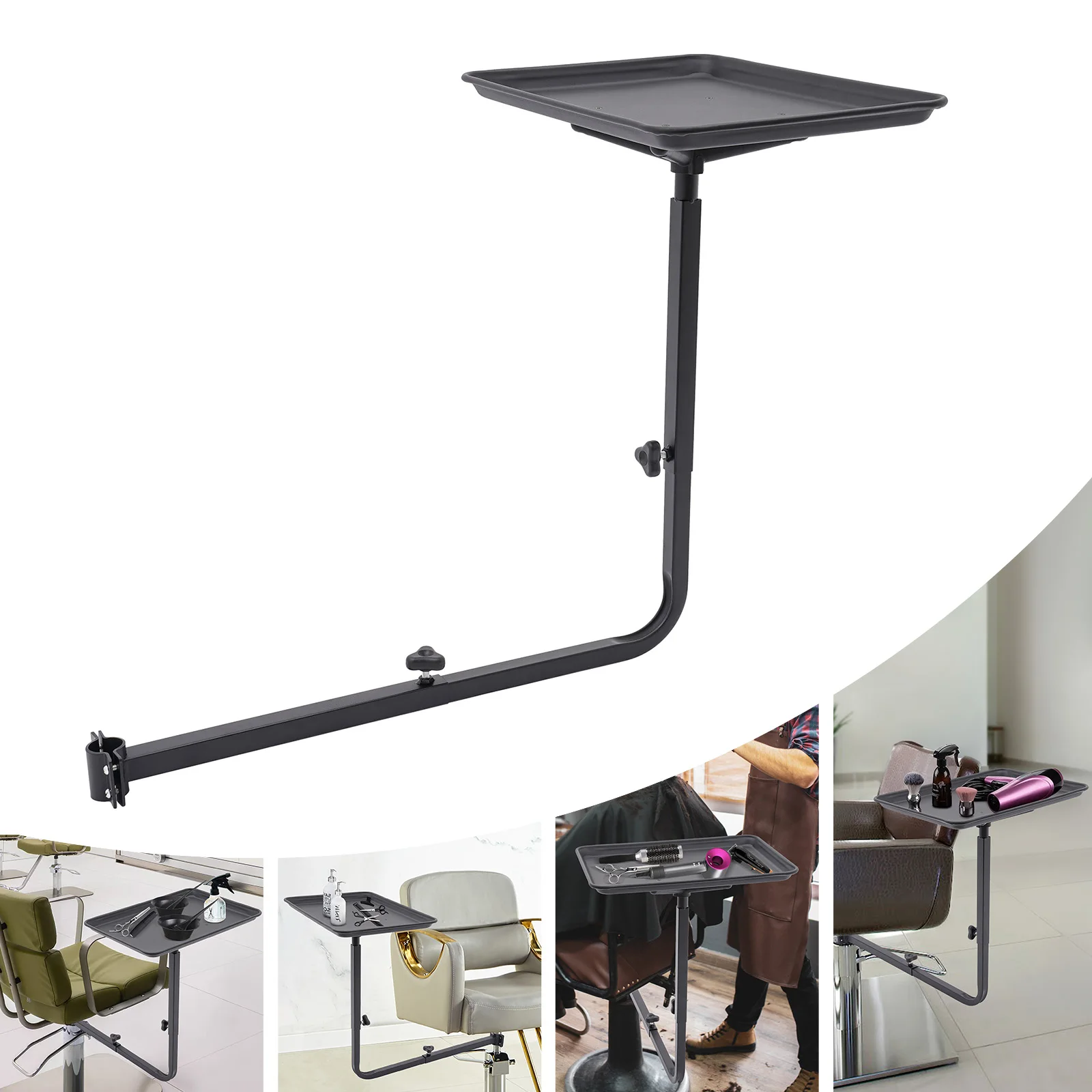 360 °   Вращающийся черный стул-поднос для салона с подносом, подходит для салонного стула, подноса для татуировки, цветной поднос для салона