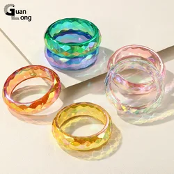 GuanLong Trendy Colorful Wide Geometric Cuff Bangle Bracelets for Women Korean Round Acrylic Bangles Charms Vintage Jewelry Gift