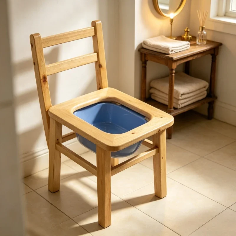Chaise de toilette avec dossier, toilettes portables pour personnes âgées et femmes enceintes, siège de toilette mobile avec seau pour la maison