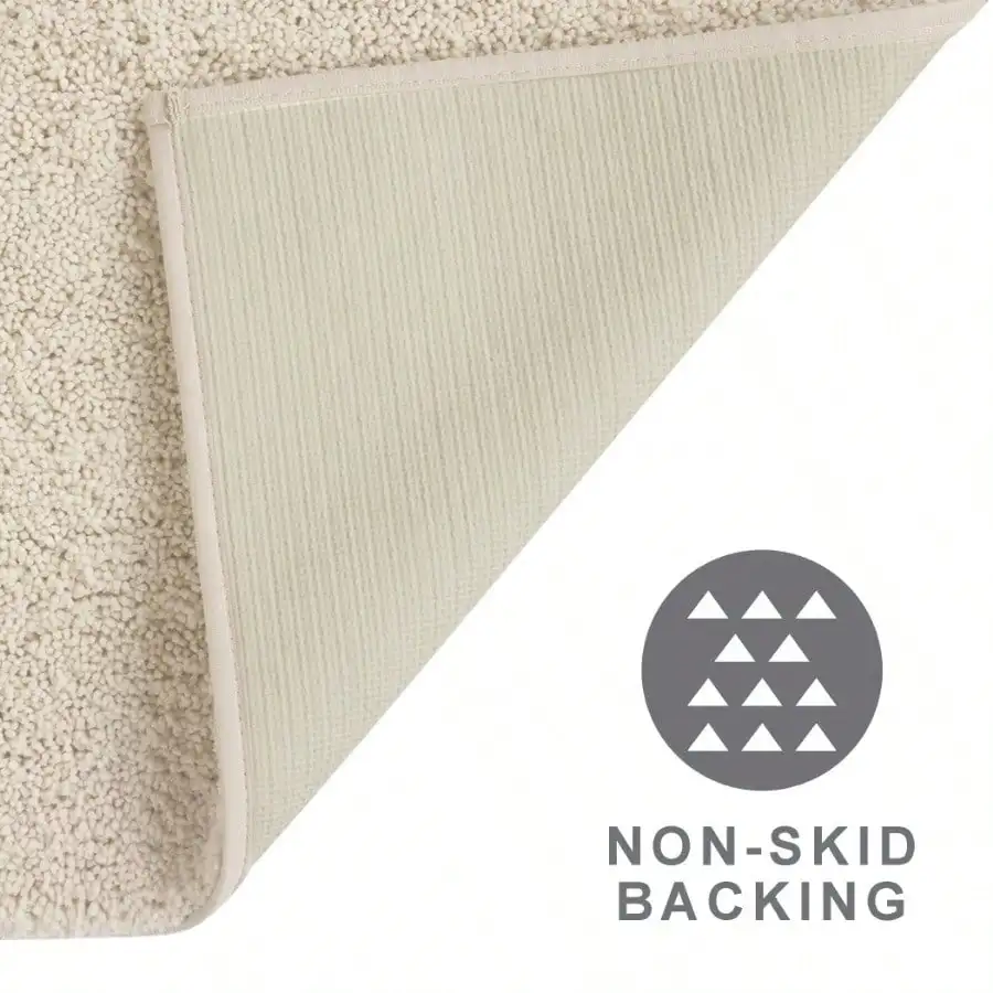 Recycled polyester bathroom rug, brown, 20" x 34", machine washable, super soft plush, non-slip backing