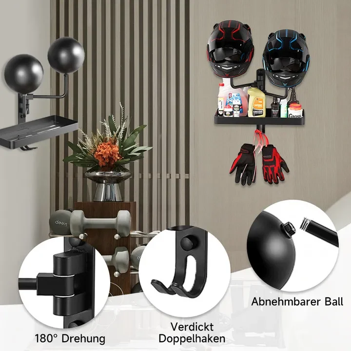 Motorcycle Helmet Holder Stand Display Rack Practical with Hook Helmet Hanger Rack for Football Volleyball Hats Caps Jacket