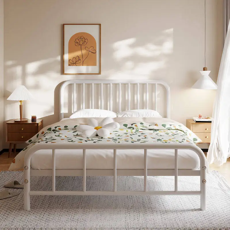 Wrought iron bed Princess bed ins Internet celebrity single double bed bold thick iron frame