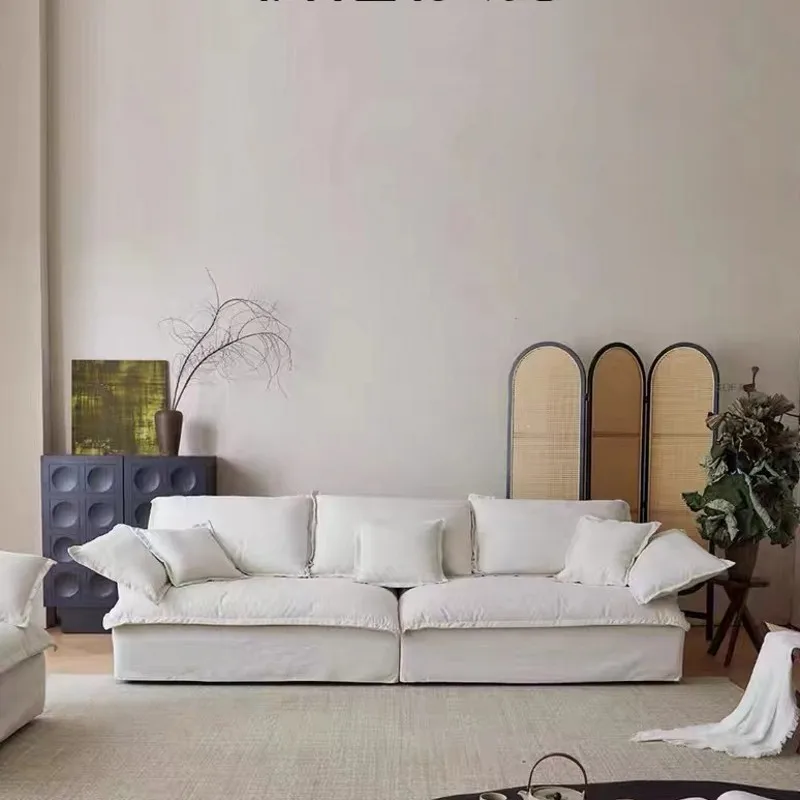 Minimalist cotton and linen fabric double sofa living room homestay soft bag sofa removable and washable leisure three-person so
