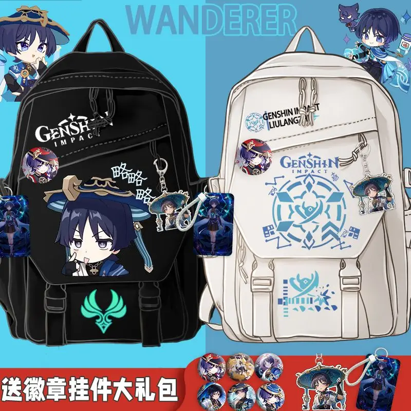 

Game GS Impact Wanderer Balladeer Scaramouche Kunikuzushi Merch Casual Travel Backpack Fashion Student Bag Large Capacity