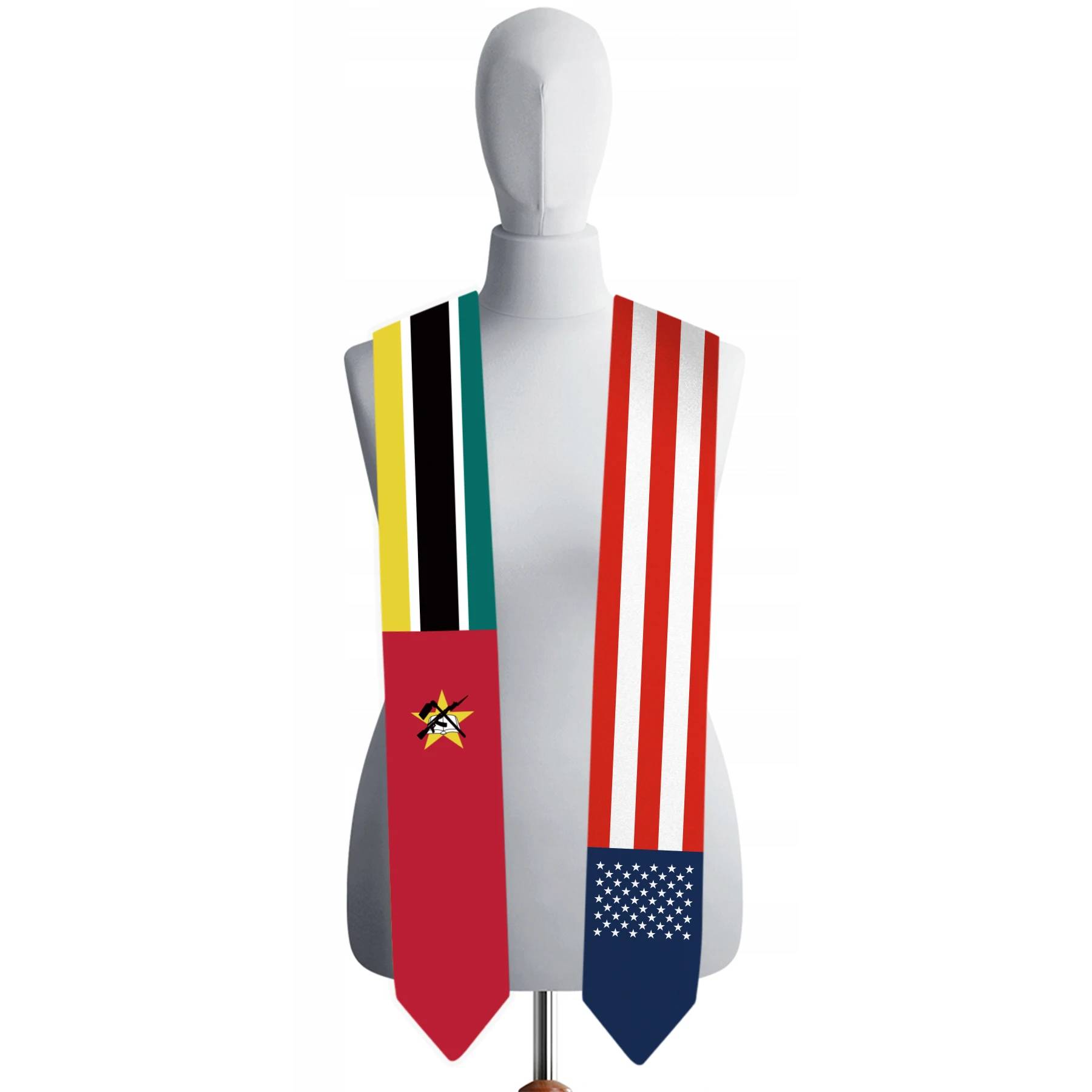 13x180cm USA And Mozambique Flag Graduation Sash Bachelor Gown Accessory Graduation Sash Scarf