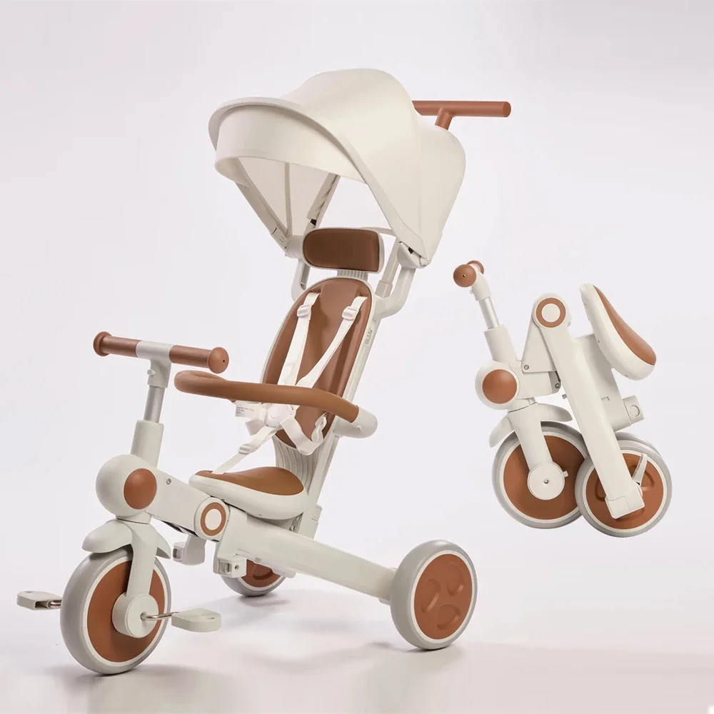 A7 Multifunctionele opvouwbare kinderdriewielers voor 2-5 jaar driewieler Kinderbaby 7-in-1 met pedalen Driewielers voor kinderen Duwpaal