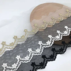 5Yards Gold White Color Embroidered Mesh Lace Wedding Dress Accessories Lace Trim Beautiful Lace Fabric