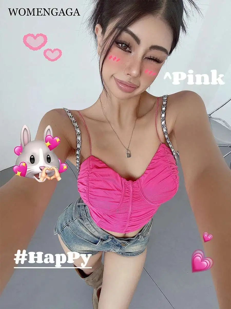 

WOMENGAGA, американские топы, плиссированный сексуальный жилет с ремешком «рыбий кости», женский однотонный укороченный топ без косточек для тренировок R7GL