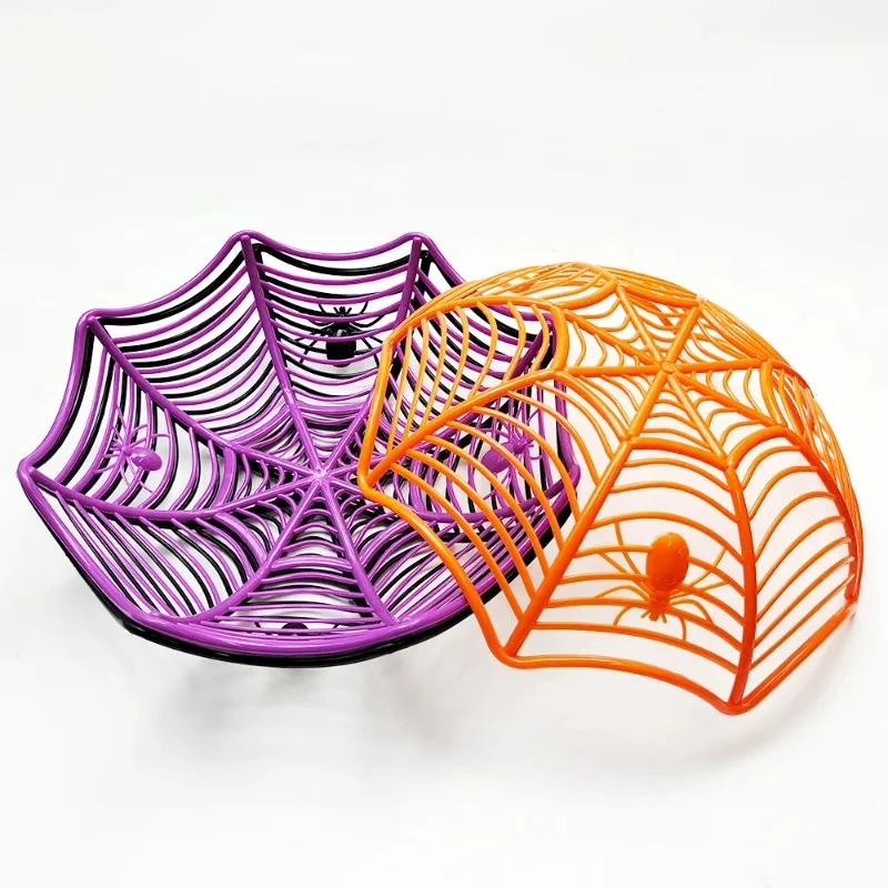 1/3/9Pcs  Halloween Props Spider Web Water Fruit Basket Holiday Snack Storage Plate Candy Plate Decoration