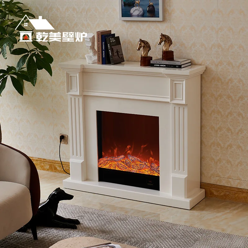 

1/1.2/1.5m simple French fireplace decorative cabinet, American family villa living room simulation flame electric heating