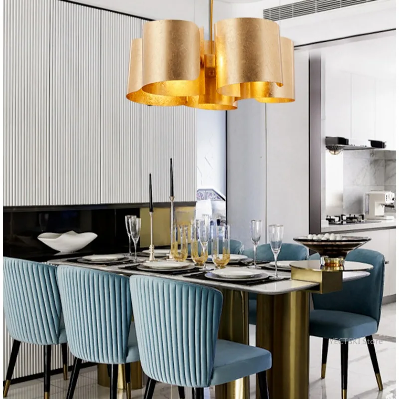 Postmodern new creative personality living room bedroom study dining room atmospheric luxury art gold foil pendant light