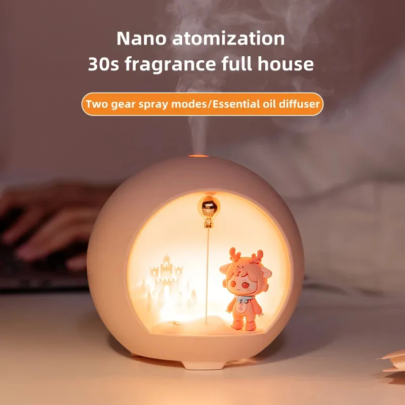 Cute Cartoon Romantic Lamp Mini Air Humidifier USB Aromatherapy Essential Oil Diffuser for Kids Room Fragrance Perfume Diffuser