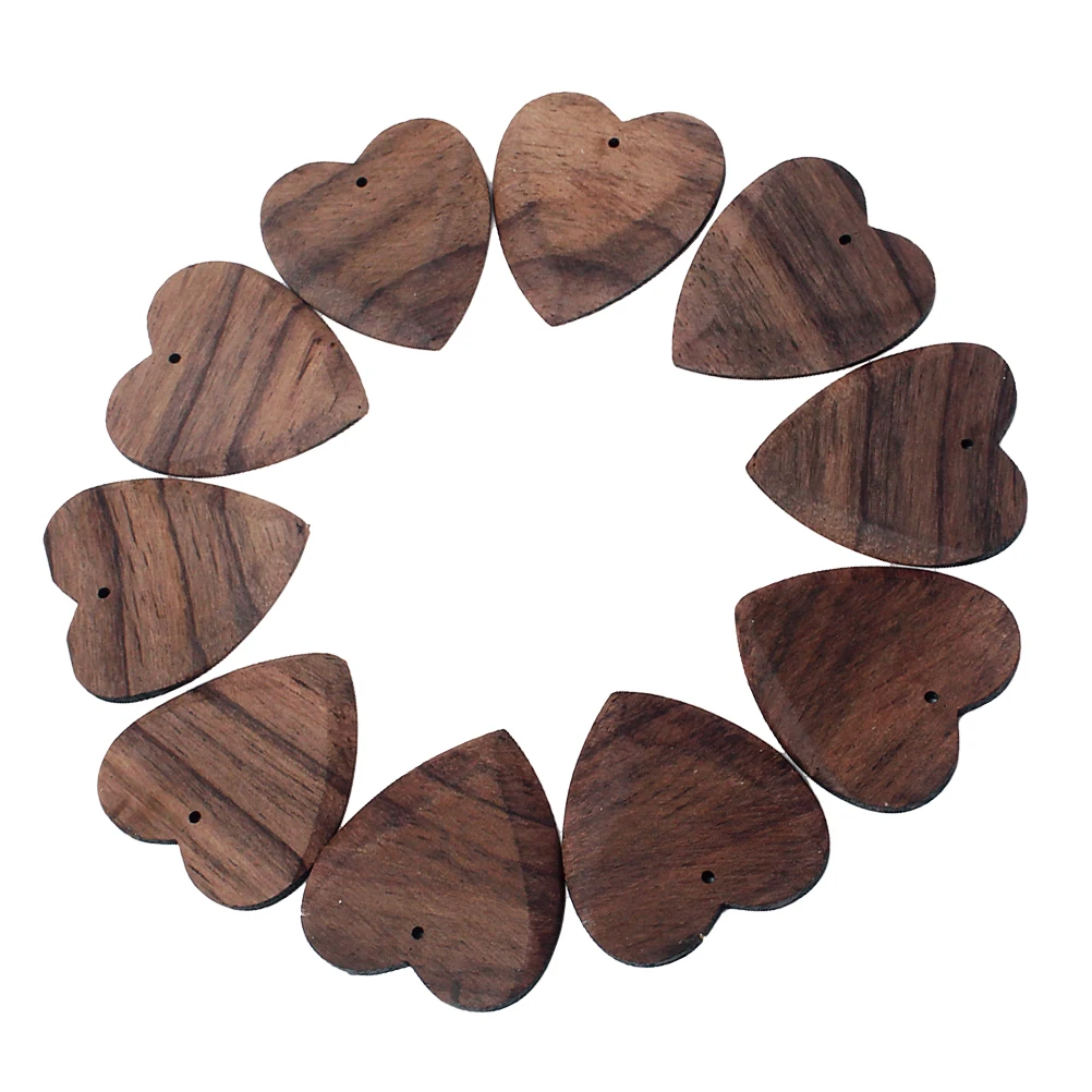 

10pcs Heart Shape Guitar Picks Rosewood Bass Ukulele Plectrum Replacement Lightweight Durable Compatible La11 Brown