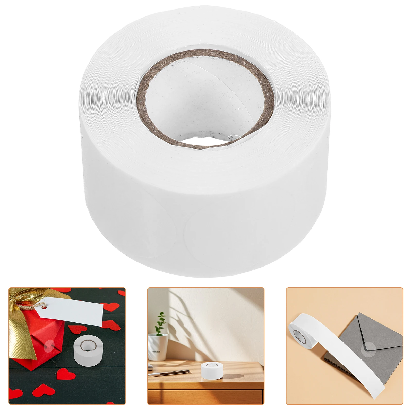 

2 Rolls Transparent Sealer Clear Bags Square Sealing Labels Round Stickers for Circle Dot Envelope Coding Paper