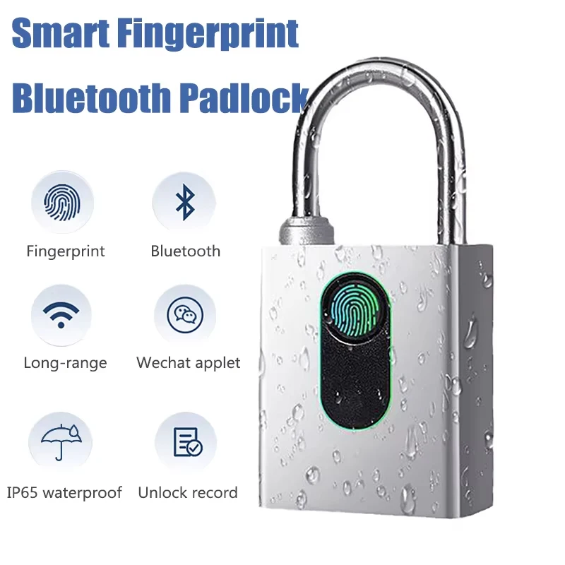 Smart Fingerprint Bluetooth Padlock Portable Biometric Padlock OKLOCK App/Key Unlock USB Charging Waterproof Anti-Theft Lock