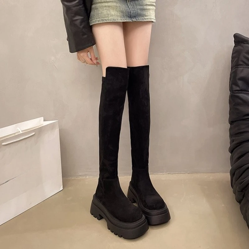 

Over-the-Knee Thigh Boots Women's 2025 New Tall Versatile Brown Platform Skinny Knight Boots