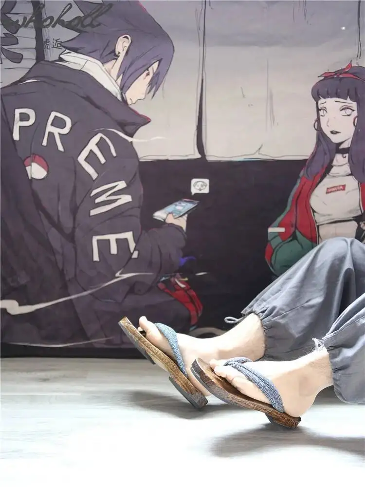 Geta – pantoufles d'été japonaises en bois pour hommes et femmes, tongs plates en bois, pantoufles de maison, sabots, chaussures, Costumes de Cosplay