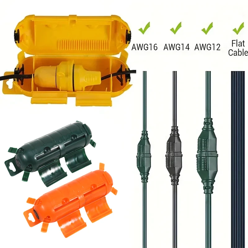 Outdoor Extension Cord Plug Waterproof Safety Cover Connection Protector Box For Holiday Lights