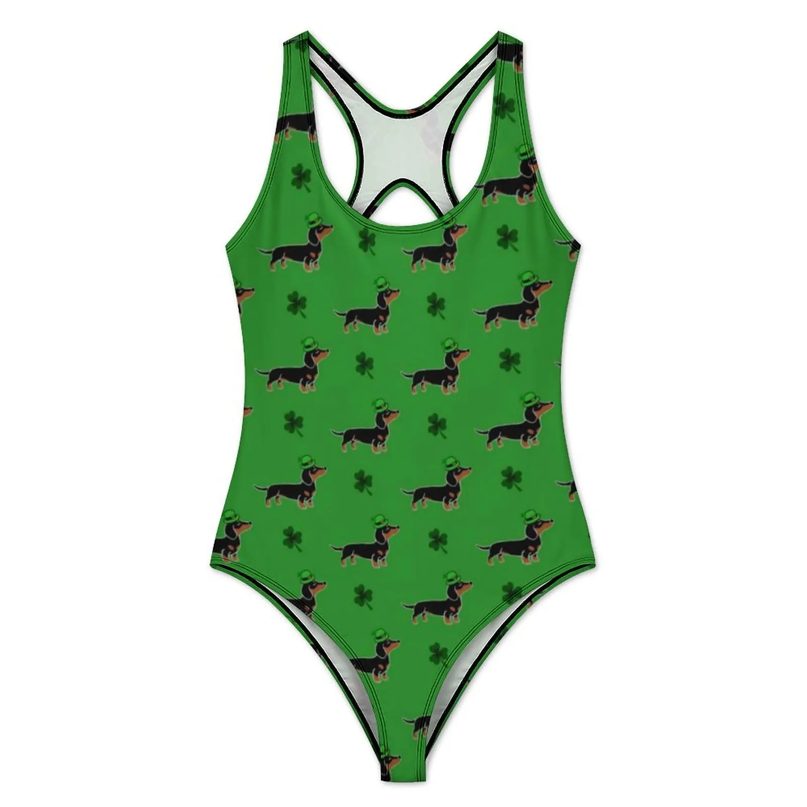 Black Dachshund Swimsuit St Patricks Day One-Piece Swimwear Push Up Aesthetic Bathing Suit Sexy Vacation Bath Custom Swimsuits