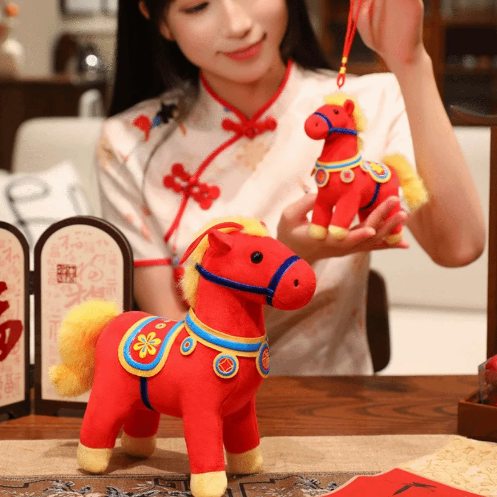 

Kawaii Soft Horse Mascot Cute Zodiac Pony Figurine PP Cotton Filling Stuffed Animal Decoration Desktop Decoration