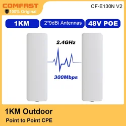 Comfast 1KM Outdoor Access Point 300Mbps Long Range 9dBi Wifi Antenna Router CPE 2.4GHz PoE Bridge Transmission Nanostation AP