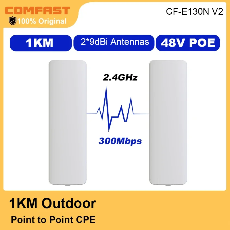 COMFAST 1KM Outdoor Access Point 300Mbps Long Range 9dBi Wifi Antenna Router CPE 2.4GHz PoE Bridge Transmission Nanostation AP