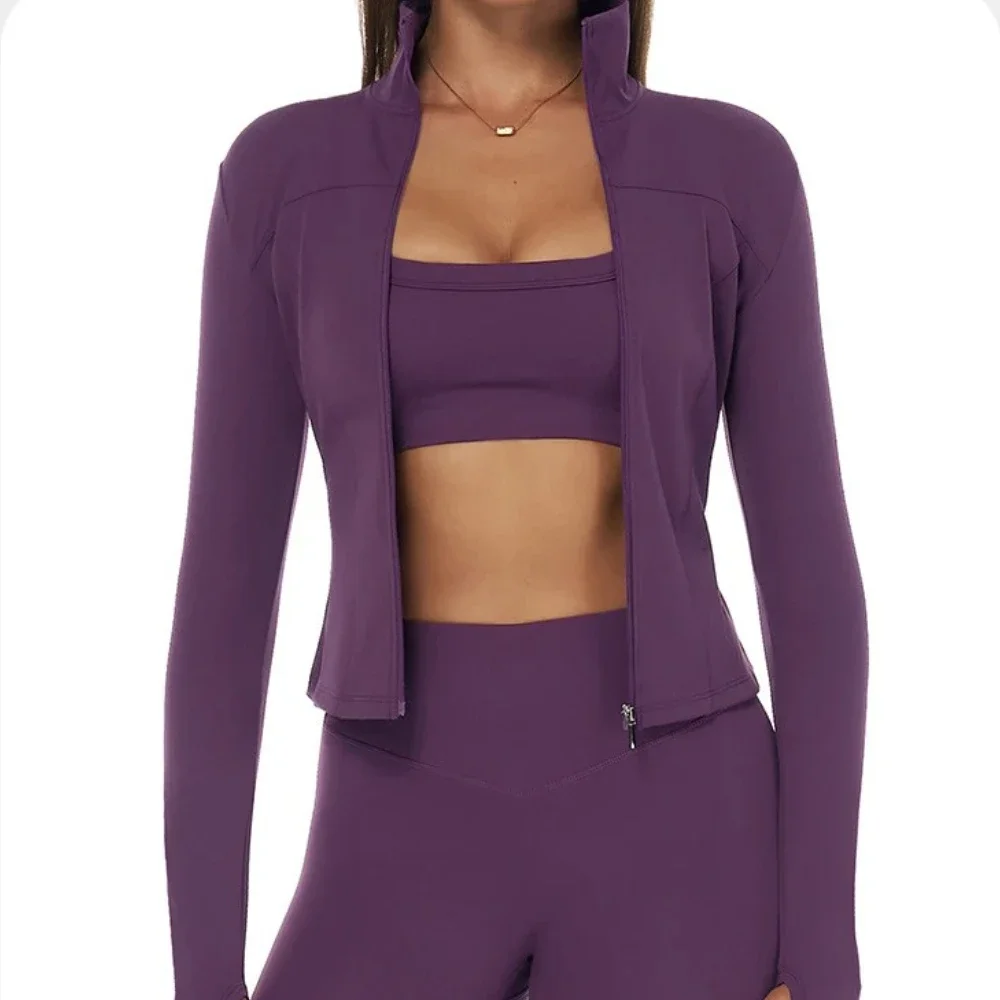 سستة طويلة الأكمام سترة رياضية المرأة اللياقة البدنية قميص يوجا الصالة الرياضية أعلى أكتيفيوير تشغيل معاطف رفع تجريب الملابس امرأة سترة