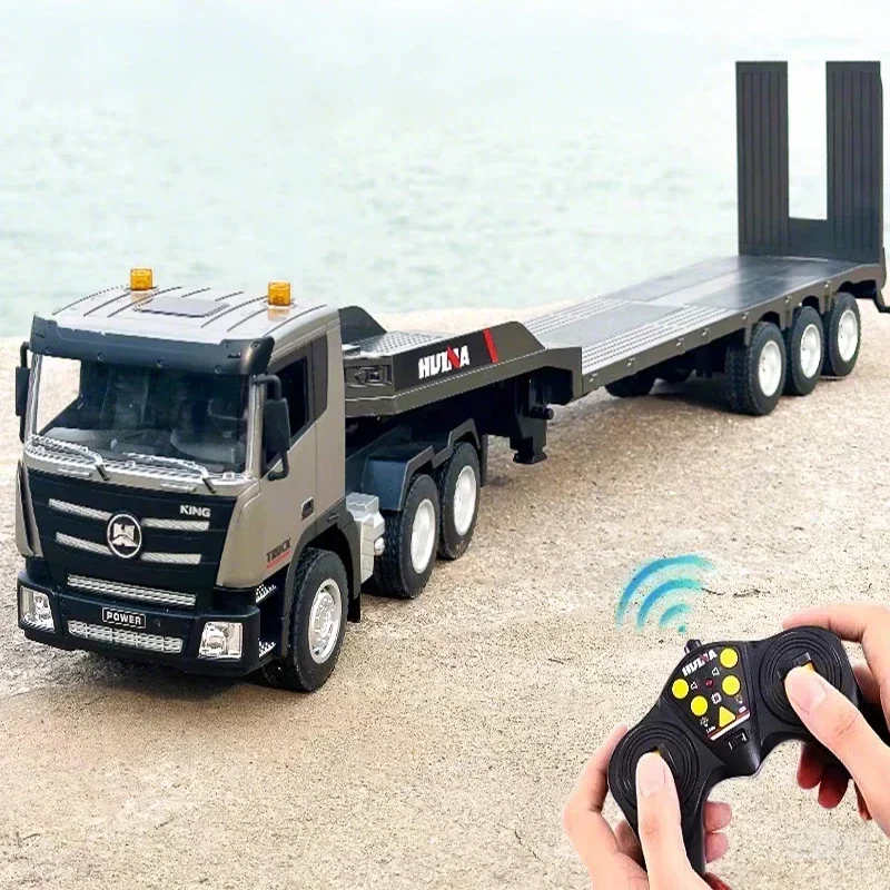 Huina 1318 RC Truck 9CH Remote Control Alloy Flat Loader Dump Trailer Engineering Vehicle Construction Toy Kid Birthday Gifts
