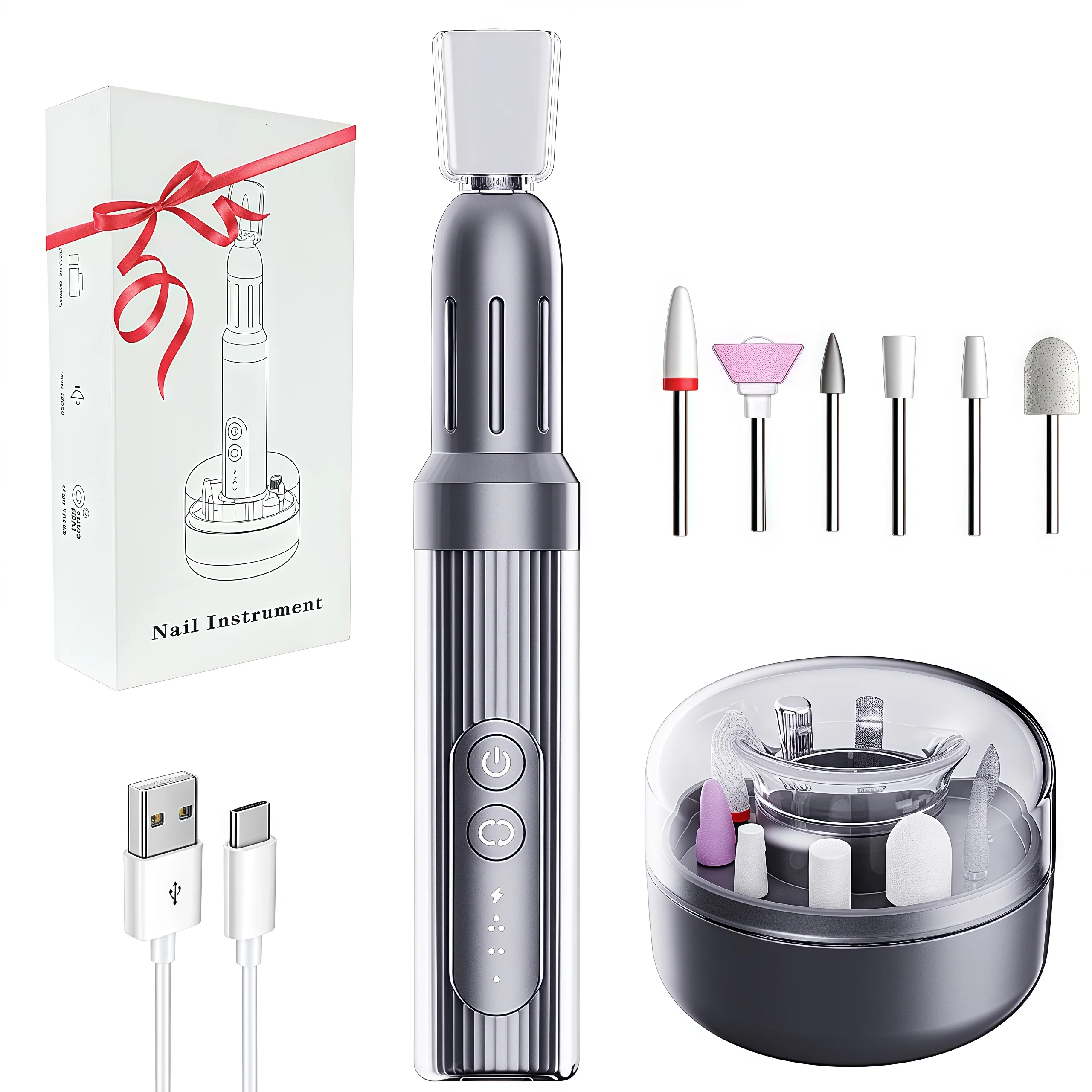 مجموعة أقلام طحن الأظافر USB للاستخدام المنزلي، مجموعة أدوات تلميع الأظافر لإزالة الجلد الميت #1
