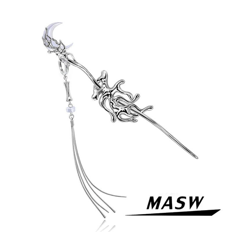 MASW Original Design Vintage Temperament Chinese Style Metal Hairpin Moon Charm Hiarclip For Women Female Head Wearing