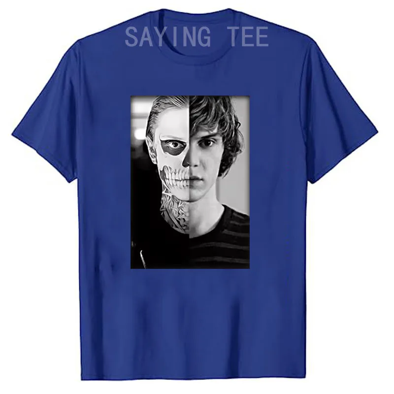 Pepper Evan Peters Skull Ahs Roanoke Poster Herren Damen T-Shirts Y2k Tate Langdon Skull Designer Lustiges Streetwear Grafik-T-Shirt – Detail 13